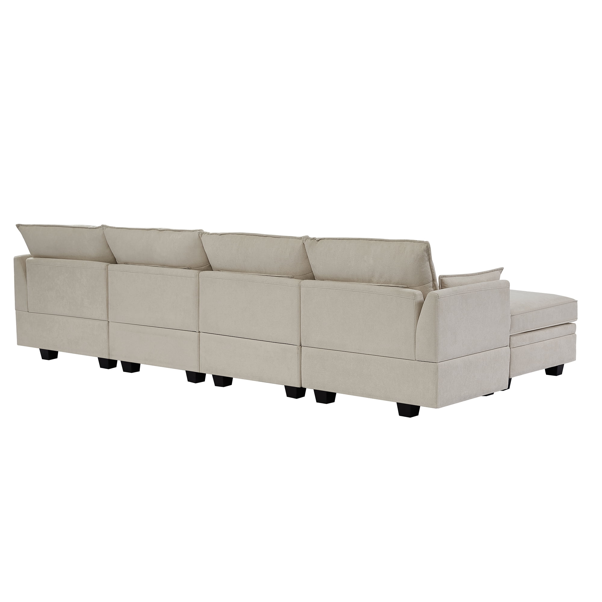 YYAo Modern Large U-Shape Modular Sectional Sofa, Reversible Sofa Bed with Storage Seat for Living Room, Beige YYAo Modern Large U-Shape Modular Sectional Sofa, Reversible Sofa Bed with Storage Seat for Living Room, Beige