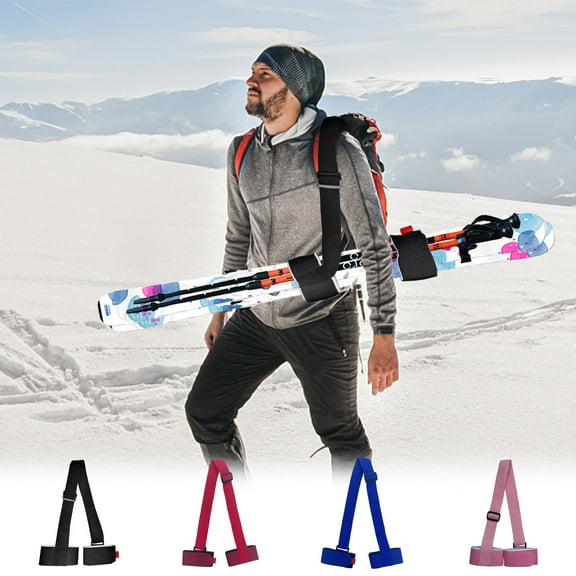 Ski Straps 1PC Adjustable Ski Carrier Nylon Binding for Hands-Free Transport on Slopes & Trails(Black),Ccwuwei