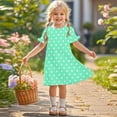 thumbnail image 2 of AUNVITO Girls Summer Casual Dress Short Sleeve Round Neck Lace Trim Flowy, 2 of 9