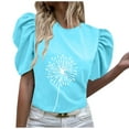 thumbnail image 1 of Été Tops pour Women Col Rond Imprimé Floral Manches Courtes Bouffantes Blouse Habillée Décontractée Confortable pour Sortir T-Shirts, 1 of 7