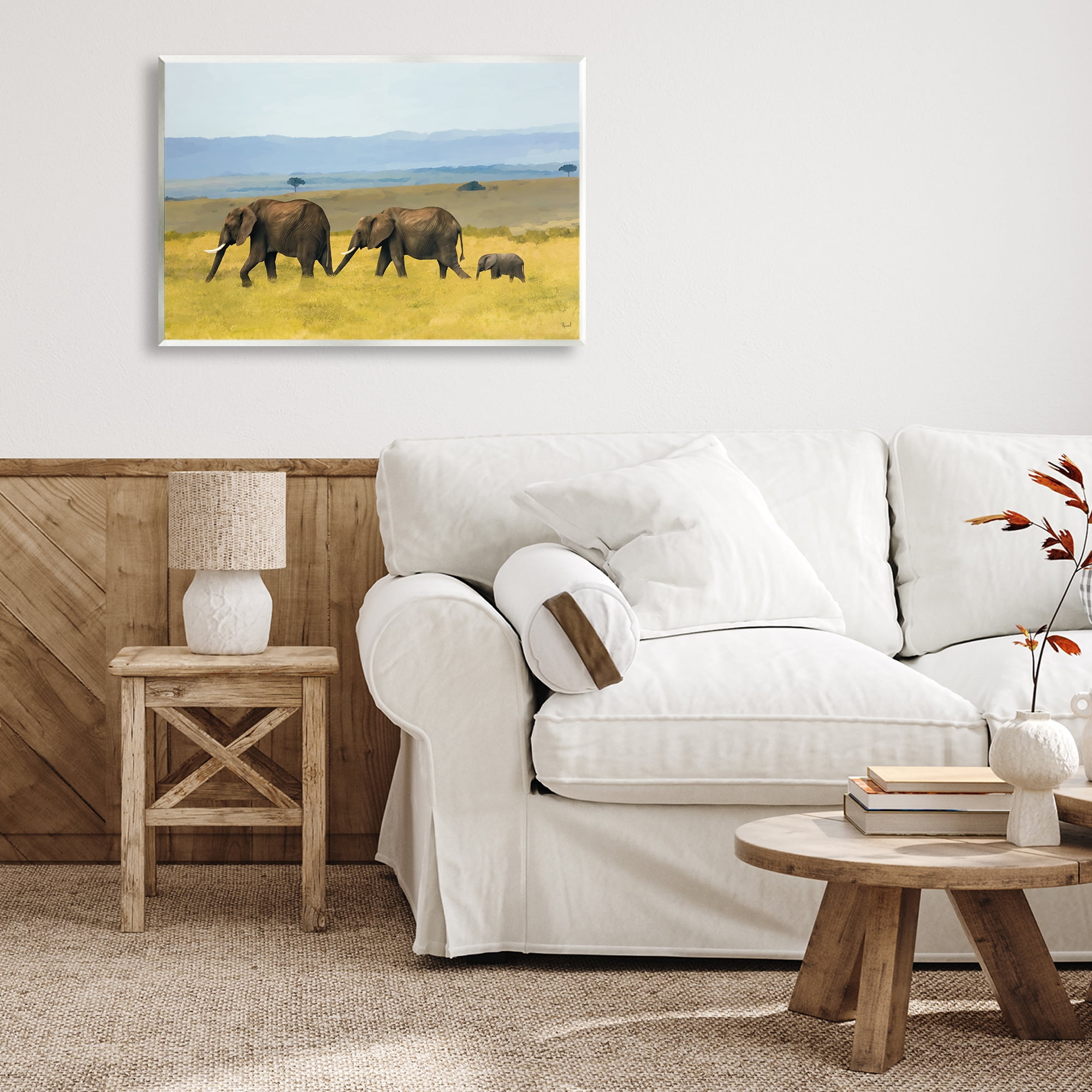 Stupell Industries Elephants In The Grassland Wall Plaque Art, design by Renel Peters