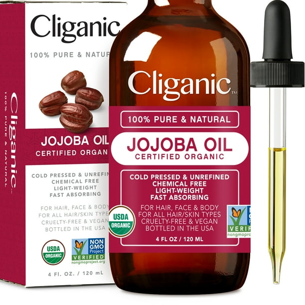 Cliganic Organic Jojoba, Cuidado Vegano para la Piel, Aceite Facial, 120 ml