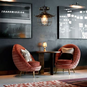 Farmhouse Ceiling Light Fixture Rustic Industrial Iron Cage Hanging Pendant Lamp