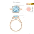 thumbnail image 4 of Angara Natural 2.7 Ct. Aquamarine with Diamond Halo Ring in 14K Rose Gold for Women (Ring Size: 11.5), 4 of 9