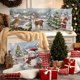 thumbnail image 5 of Juego de 4 fundas de almohada navideñas | Fundas de almohada con estampado navideño de Papá Noel | Fundas de cojín decorativas de poliéster de 45 x 45 cm para sofá cama y salón, 5 of 5