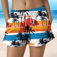 thumbnail image 2 of felwors Women's Gold Palm Tree Print Shorts Elastic Drawstring Waist Black Summer Beach Casual Shorts with Pockets (Blue, XXL), 2 of 5