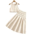 thumbnail image 3 of MEZZALL Child Girls Summer Outfit Sets Solid Color Sleeveless Crop Tops High Waist Ruffle Skirt For Toddler Kids Boho Clothes Sets, 3 of 4