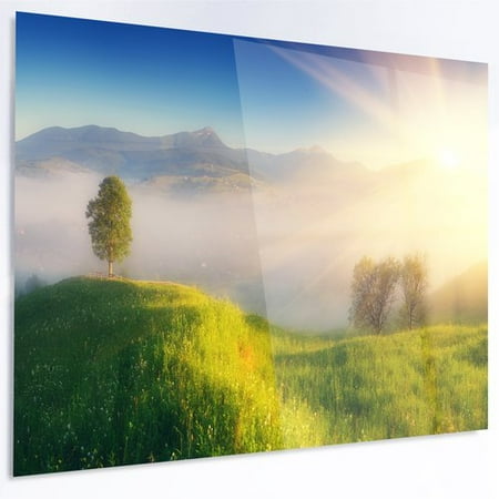 design art morning mist over mountain village photographic print