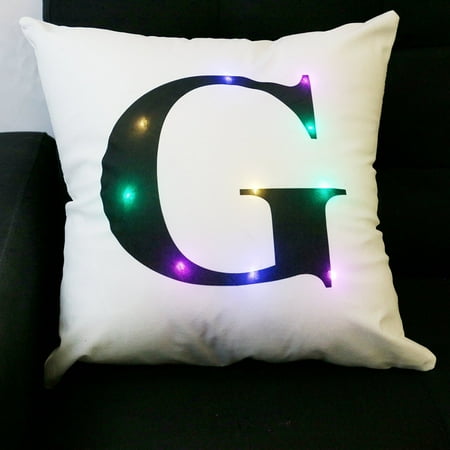 Magshion Led Light 26 Alphabet Letter Square Throw Pillow Case