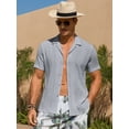 thumbnail image 6 of Youclos Men's Short Sleeve Textured Linen Shirts Hawaiian Button Down Shirts, 6 of 7