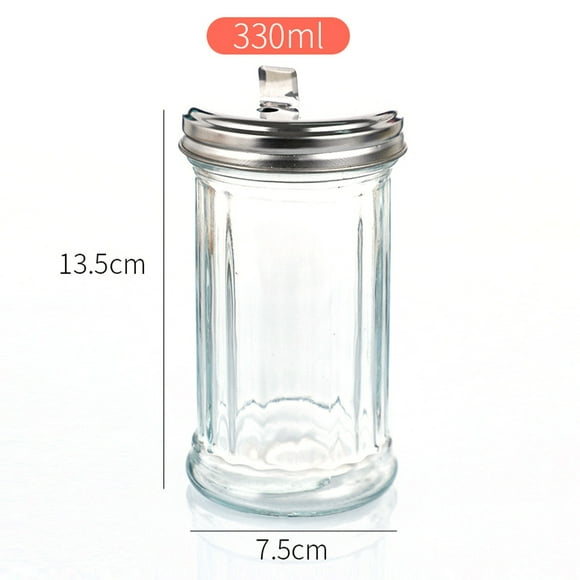 Seasoning Jars, Glass Sugar Shaker, Sugar Pourer, Pourer Dispenser for Coffee with Lid, Seasoning Bottle Sesame Sprinkle Bottle
