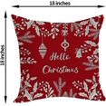 thumbnail image 2 of Fundas de almohada navideñas de 45 x 45 cm (paquete de 2), diseño de hojas rojas y acebo navideño., 2 of 5
