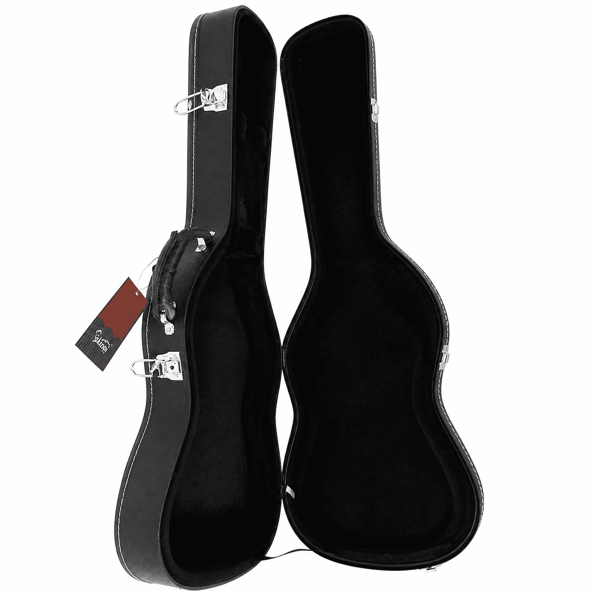 ST High Grade Electric Guitar Hard Case Lockable Wood Case with Plush Lining & Accessory Compartment Black