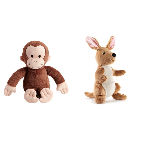 wed Kangaroo & Curious George Monkey 2 Kohl’s Plush Set Stuffed Soft Animals 12” New