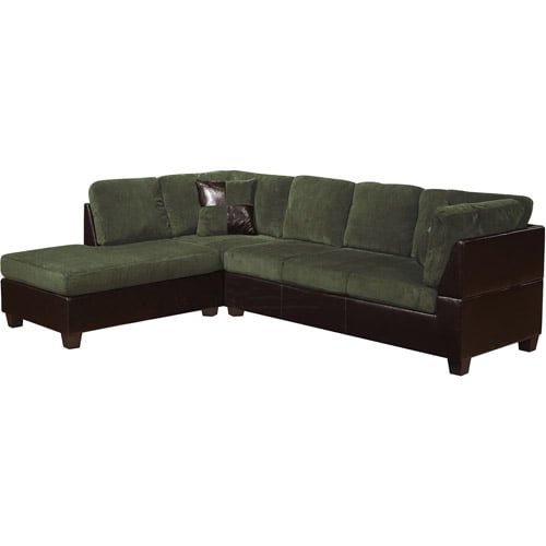 Faux Leather Sectional Sofa Olive Gray, Leather And Corduroy Sofa