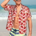 thumbnail image 7 of Sikiie Cute Strawberry Print Men's Hawaiian Shirt, Summer Beach Button Pocket Short Sleeve T-Shirt,Small, 7 of 7