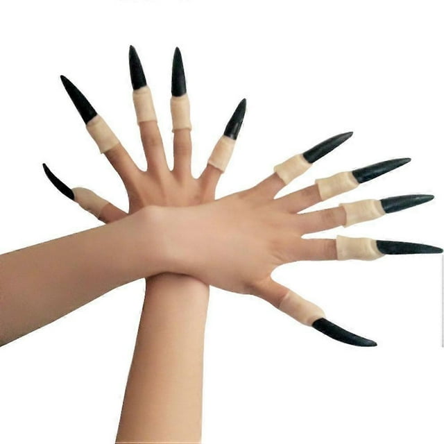 Halloween Prop Black Red Witch False Nails Witch Finger Nail Props Costume Accessory