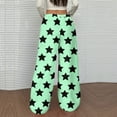 thumbnail image 4 of Palazzo Pants for Women Fuzzy Wide Leg Fleece Pj Bottoms Casual Star Print Pajama Pants 2025 Fashion Fall Winter High Waisted Trousers Green L, 4 of 5