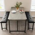 thumbnail image 4 of CREATIVE HOBBIES Dining Table Set for 4 with Upholstered Benches, Space-Saving 3 Piece Kitchen Bench Dining Table Set, Rectangular Dining Table for Home, Kitchen, Dining Room, 4 of 9
