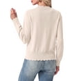 thumbnail image 6 of JWD Women's Long-Sleeved Crew Neck Scallop Edge Buttoned Cropped Cardigan Knitted Sweater, 6 of 7