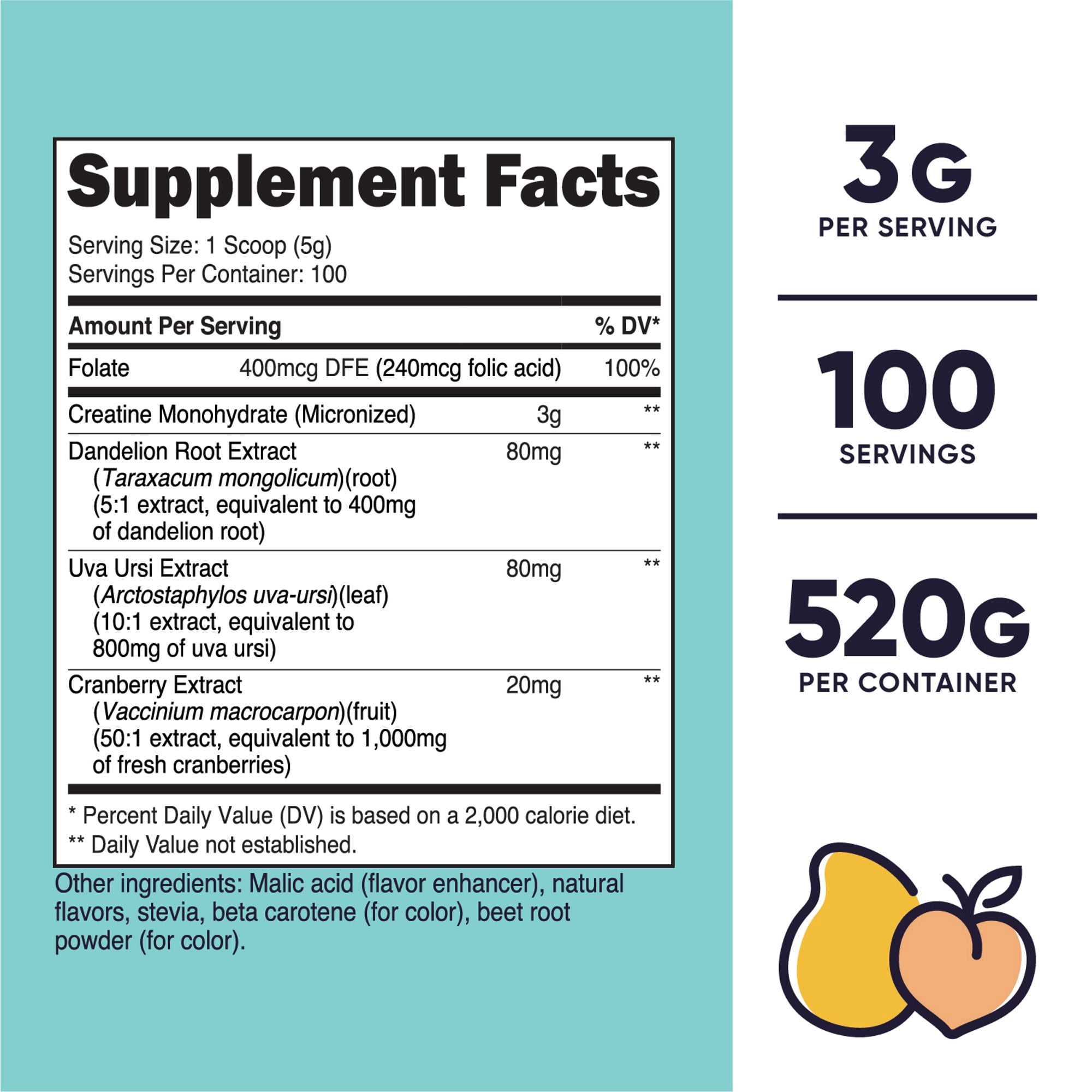 Nutricost Creatine Monohydrate Powder for Women Peach Mango, 100 Servings, Supplement
