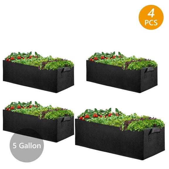 Tripumer 4 Pcs 5-Gallon Fabric Raised Garden Bed Grow Bags