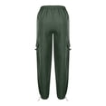 thumbnail image 6 of GiLiling Women Cargo Pants High Waist Baggy Casual Solid Parachute Trousers Loose Fit Y2K Streetwear with Multi Pockets (Blackish Green, 12-13 Years), 6 of 7