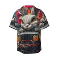 thumbnail image 6 of Lsque Vibrant Bunny Ride print Men's Cuban Collar Short Sleeve Shirt Summer Beachwear Casual Button Down Fashionable Vacation Leisure Shirt-3X-Large, 6 of 7