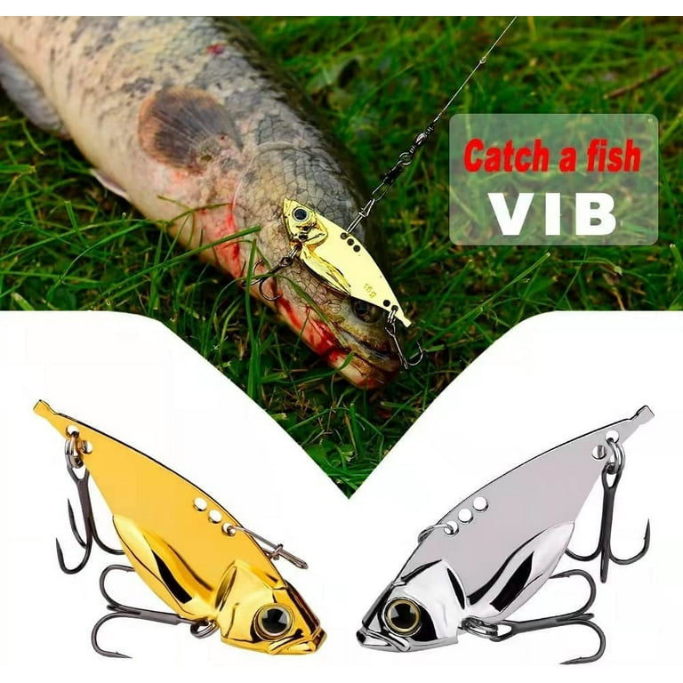 5 Pack Metal Blade Baits for Bass Fishing Lures Hard Metal VIB Fishing  Spoons Crankbaits Swimbaits for Trout Walleye Crappie Saltwater Blade Bait  Fishing 
