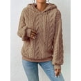 thumbnail image 6 of - Flannel Hooded Loose Pullover Sweater Winter Long Sleeve Warm Top Brown XL, 6 of 8