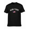 thumbnail image 4 of Men's Cotton Letter & American Flag Graphic Tee, Casual Crew Neck Short Sleeve, Soft Breathable, For Street Style Independence Day Gift,Black T-Shirt, 4 of 7