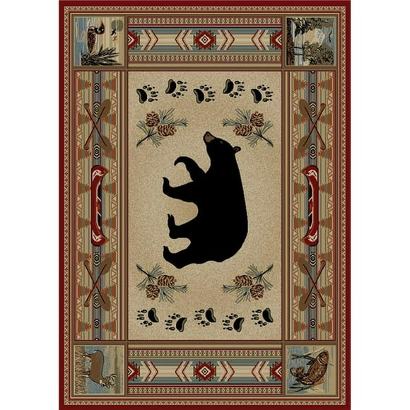 3 ft. 11 in. x 5 ft. 3 in. Hearthside Woodlands Bear Area Rug&#44; Red