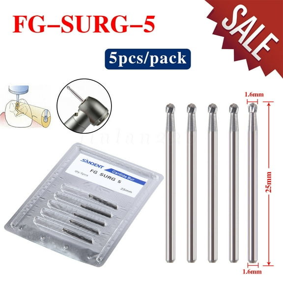 SANDENT Dental FG Surgical Bur High Speed Handpiece Round Carbide Tungsten Steel /RA Low Speed Handpiece