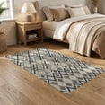 thumbnail image 2 of ODIKA 5'x7' Washable Area Rug Beige Ivory Tessellated Border Frame Crisp Composition Abstract for Guest Room, Lounge, Apartment, Non-Slip Low Profile, Stain Resistant, 2 of 7