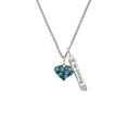 thumbnail image 2 of Delight Jewelry Silvertone Hot Blue Cheetah Print Heart Silvertone Be Strong and Courageous Bar Charm Necklace, 23", 2 of 4