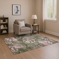 Addison Rugs Mayfield Premium Machine Washable Transitional Floral Olive Rectangle Rug, 10' x 14'