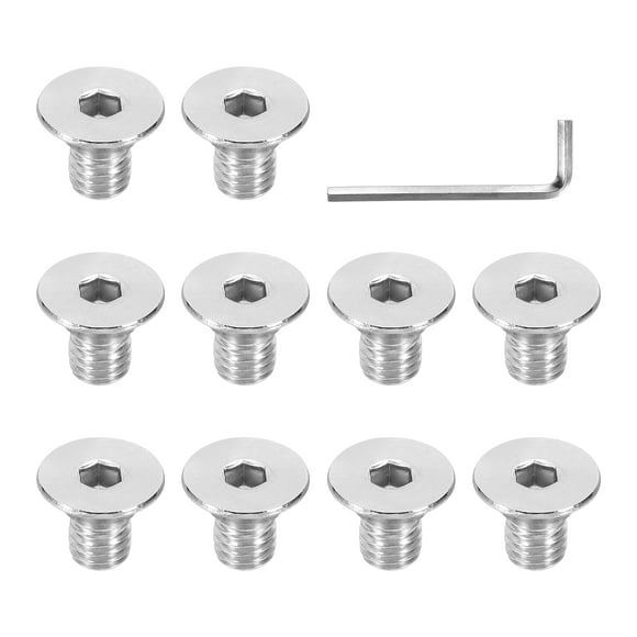 Uxcell 3/8-16 x 5/8" Flat Head Socket Cap Screws 304 Stainless Steel Machine Screws with Hex Spanner 10Pcs
