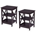 thumbnail image 1 of Costway 2PC 3-Tier Nightstand End Table Storage Display Shelf Living Room Furni Espresso, 1 of 10