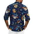 thumbnail image 4 of LNZGNM Mardi Gras Mens Shirt Lapel Mask Printed Button Up Shirt Plus Size Long Sleeve T-Shirts Novelty Mardi Gras Outfits,Royal Blue 4XL, 4 of 6