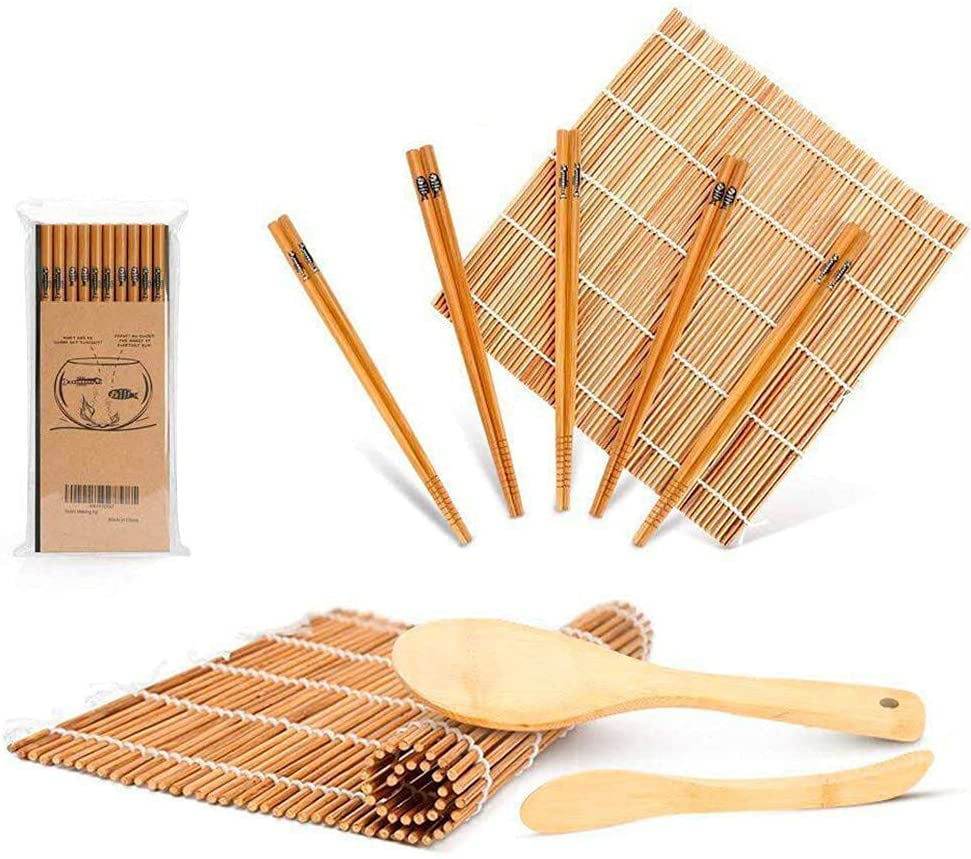 1 Spreader Lopbinte Sushi Making Kit Including 2 Sushi Rolling Mats Bamboo Sushi Mat 5 Pairs Of Chopsticks Roll On 1 Paddle Beginner Sushi Kit