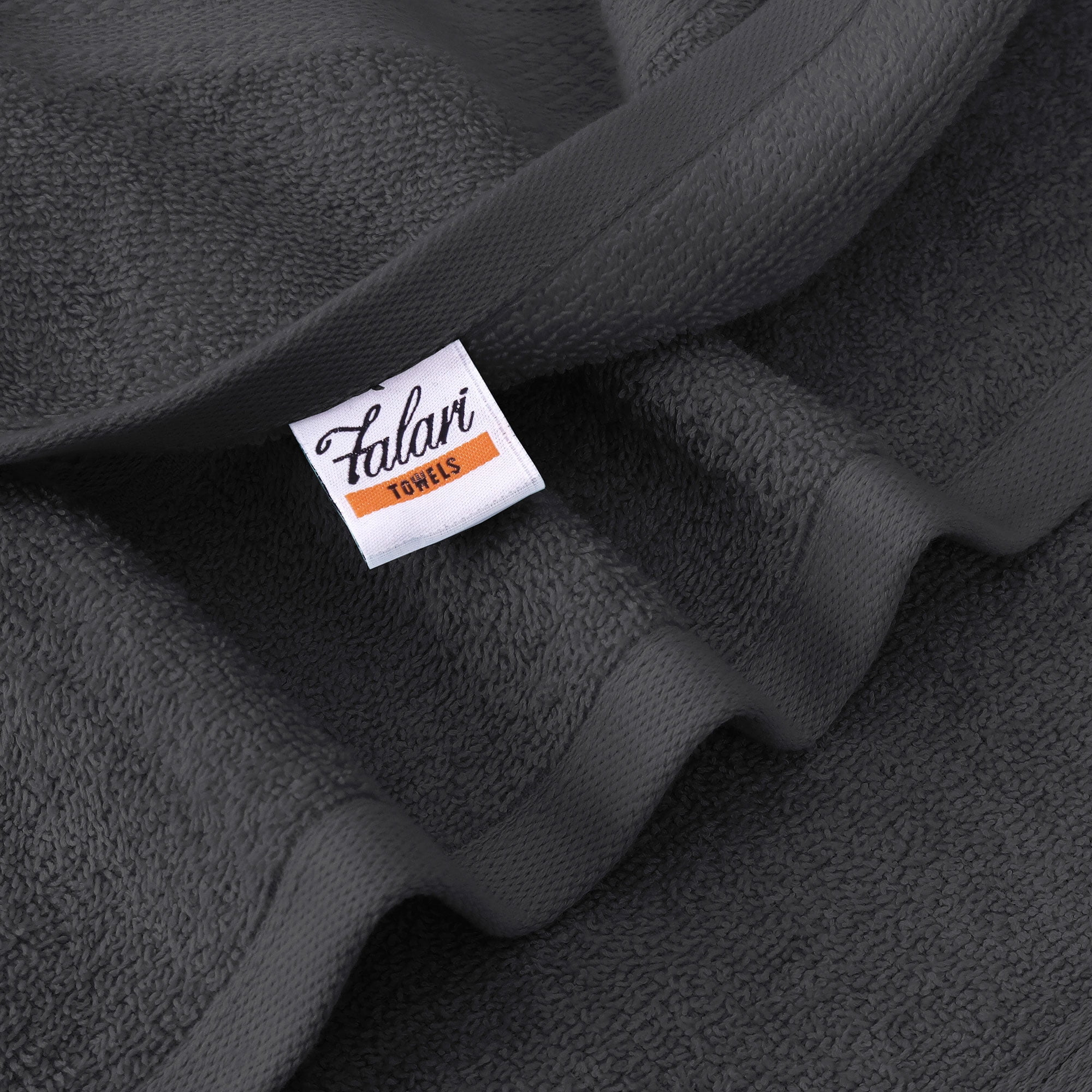 Falari Premium Bath Towel Set 100% Ring Spun Cotton Towels for Home Hotel Spa Extra Large 27x54 Maximum Softness and Absorbency 4-Pack Dark Gray