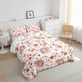 thumbnail image 3 of jejeloiu Kawaii Cherry Blossom Queen Comforter Set,Cartoon Cute Flower Bedding Sets,Wild Animal Hedgehog Bedding Comforter Set For Girls Kids,Breathable Home Decor Reversible,3pcs, 3 of 8