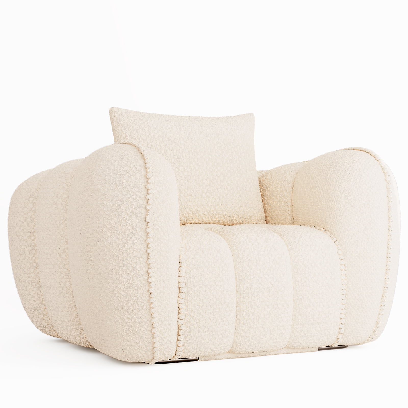 Furniliving Bean Bag Chair for Adults, Oversized Lazy Floor Sofa with Armrests, No Assembly Required, Pumpkin Shaped Bean Bag Sofa for Living Room, Bedroom Apartment Office(Beige)