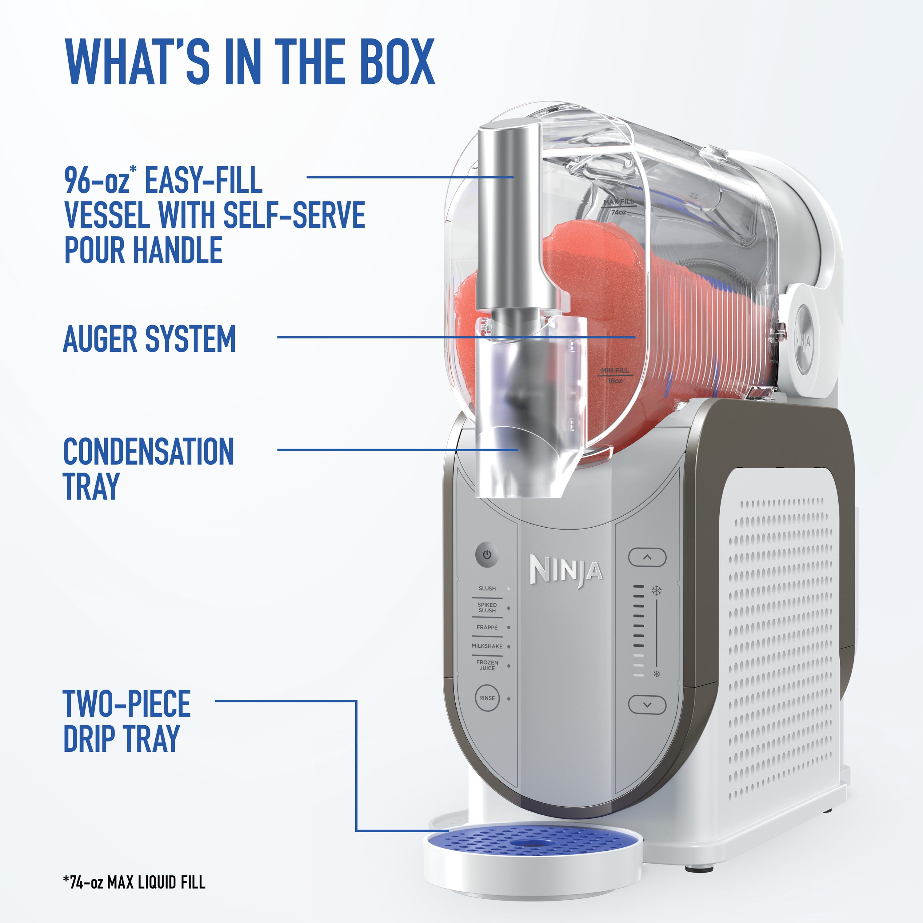 Ninja SLUSHi 96-Oz Frozen Drink Machine with RapidChill Technology, 5 Presets, Dishwasher Safe, Slushy Maker, FS310 Silver