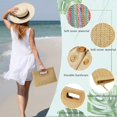 thumbnail image 3 of Bolso de mano Kseymeir Straw Clutch con asa superior para mujer, color caqui, 3 of 8