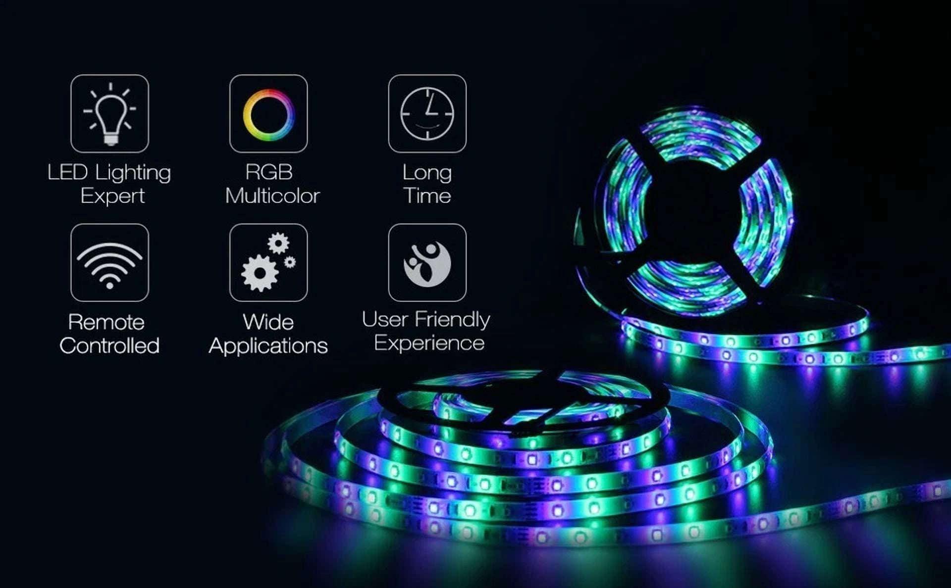 16.4Ft Rgb Led Strip Light 3528Smd Waterproof Rope Tape Lamp For Party Home Tv