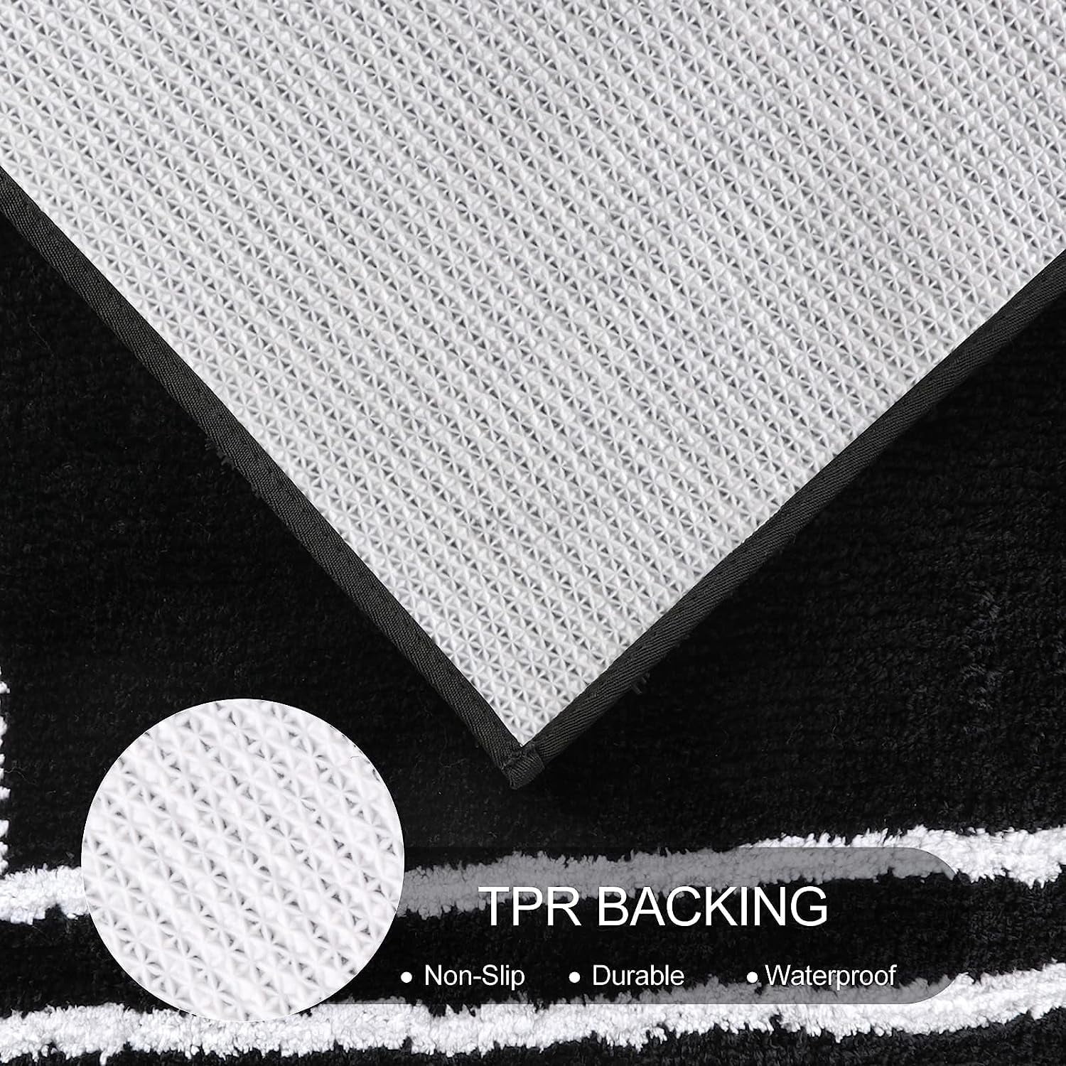 Bathroom Runner Rug Black Non-Slip Long Bath Mat Soft and Water Absorbent Bath Rug Machine Washable Fluffy Microfiber Floor Mats for Bathroom Tub Sink Shower,20x59 inch