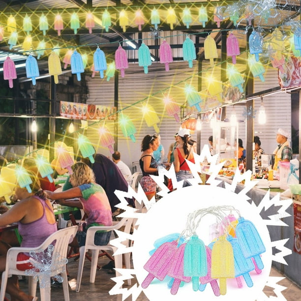 Luz de helado - 3 metros 20 luces, versión de batería, luces de cadena de helado, decoración de verano