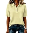 thumbnail image 3 of Garbnen Women's Polo Shirts Raglan Collared Henley Women Short Sleeve Tops Solid Color Casual Dressy Business Golf Shirts Women Yellow L, 3 of 7