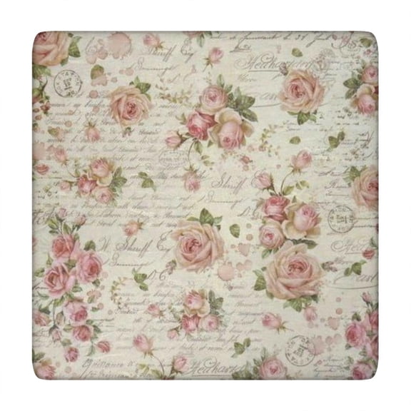 Pioneer Flower Floral Print Pattern Square Fitted Tablecloth with Elastic Edge,Square Table Cover,Washable Elastic Table Cover for Home Kitchen Party Decor 34"x34"